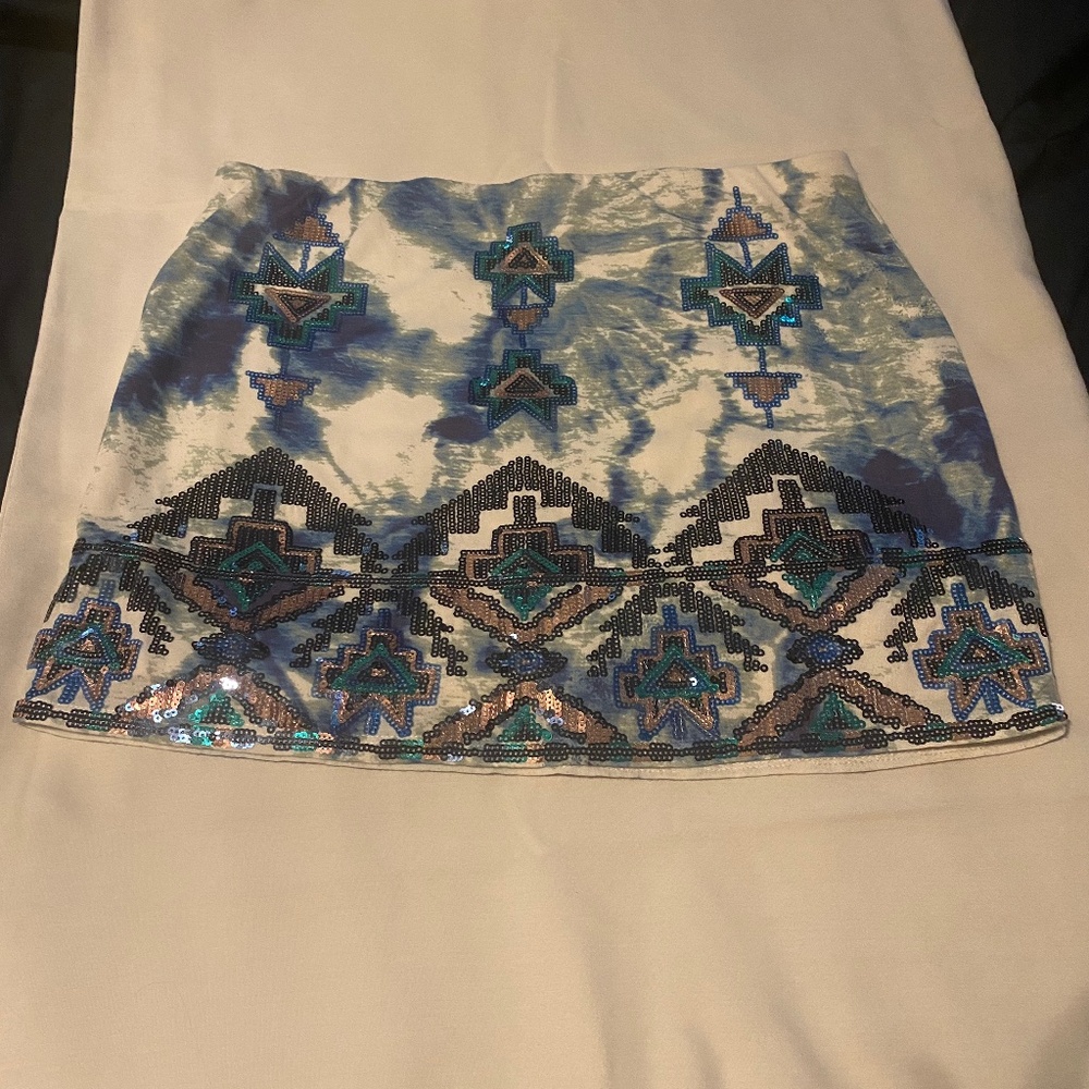 Express Sequined Aztec Skirt